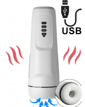 Masturbatore Maschile Vibrante e Riscaldante con Effetti Sonori e Aspirazione USB
