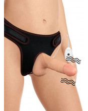 Fallo vibrante realistico con testicoli indossabile per donna 18 x 3,6 cm 