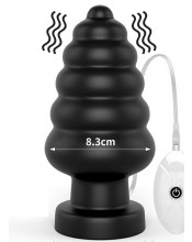 Cuneo Anale con Vibrazione 18 x 8,3 cm con Ventosa Nero