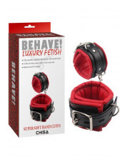 Costrittivi Regolabili in Ecopelle Nera con Imbottitura Interna Rossa 30,5 x 5,5 cm.