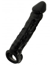 Guaina Realistica con Anello per Testicoli + 2,5 cm. Nero Aumenta Lunghezza e Circonferenza