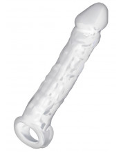 Guaina Realistica con Anello per Testicoli + 2,5 cm. Trasparente Aumenta Lunghezza e Circonferenza