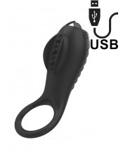 Alan - Anello Fallico Vibrante in Silicone Ricaricabile USB Nero