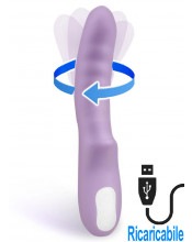 BrightPurple - Vibratore Rotante in Silicone 20 x 3,5 cm. Ricaricabile USB Lilla