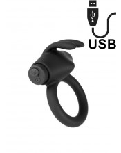 Neptune - Anello Fallico Vibrante in Silicone 5,6 cm. Nero Ricaricabile USB