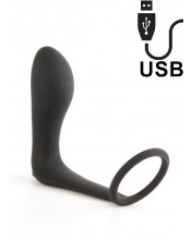 Ansel - Cuneo Anale con Anello Fallico in Silicone da 3,6 cm. Nero