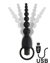 Marbe - Catena Anale Vibrante con 8 Sfere Progressive in Silicone 18 x 3,5 cm. Nero Ricaricabile USB