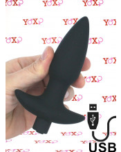 Spear - Cuneo Anale Vibrante da Passeggio in Silicone 14 x 3,5 cm. Ricaricabile USB Nero