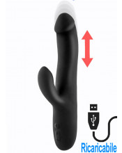 Angus - Vibratore Rabbit con Spinta in Silicone 25 x 3,6 cm. Ricaricabile USB Nero