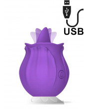 Purplerose - Stimola Vagina e Clitoride con Lingua in Silicone Ricaricabile con USB Viola