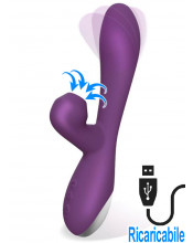 Vibratore Rabbit in Silicone con Risucchio ed Effetto Oscillante 20,5 x 4 cm. Ricaricabile USB Viola