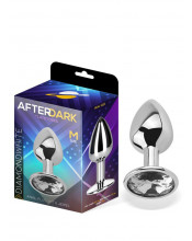 Cuneo Anale in Alluminio con Gemma Bianca Tipo Diamante 8,2 x 3,4 cm. Argento