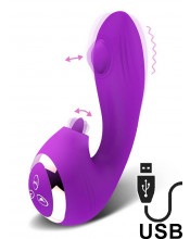 Vibratore rabbit in puro silicone con lecca clitoride e pulsazioni ricaricabile Viola