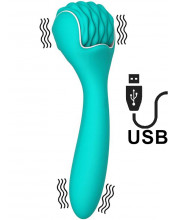 Gaya - Vibratore e Massaggiatore 2 in 1 in Silicone Azzurro Ricaricabile con USB