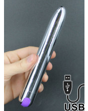 Renee - Vibratore 18,5 x 2,6 cm. Ricaricabile USB Argento