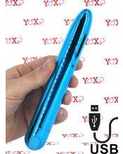 Astro - Vibratore 18,5 x 2,6 cm. Ricaricabile USB Blu