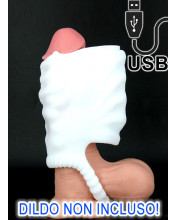 GuneR - Masturbatore con Vibrazione Morbida e Flessibile Bianca Ricaricabile USB