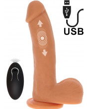 Vibratore Realistico in Silicone con Spinta a Percussione 19,5 x 4,3 cm.Telecomando Wireless Ricaricabile