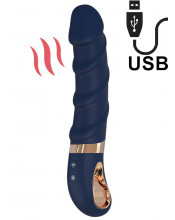 Belenos - Vibratore Riscaldante in Silicone con Rilievi Stimolanti 23 x 3,8 cm. Blu Ricaricabile