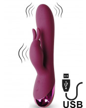 Vibratore Rabbit con Stimolatore Clitoride BROLE Rosso USB 18,5 cm