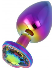 Plug Anale Mulricolor con Pietra a Forma di Cuore 9,5 x 4,3 cm Taglia L