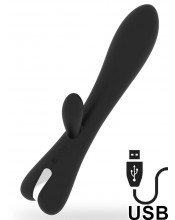 Vibratore Rabbit Erik in Silicone Flessibile 22 x 3,5 cm. Nero Ricaricabile