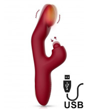 Vibratore Riscaldante con Stimolazione Clitoridea 22 x 3,2 cm silenzioso