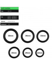 Cockring Set di 6 Anelli in Silicone Nero