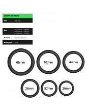 Cockring Set di 6 Anelli in Silicone Nero