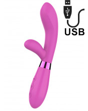 Vibratore Rabbit Jingle Fiesta in Silicone 20 x 3,5 cm. Rosa Ricaricabile