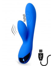 Vibratore Rabbit con Stimolatore Clitoride MARNA Blu USB 18,5 cm