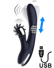 Vibratore Rabbit con Lingue Rotanti e Sfere Interne USB Ricaricabile 15 x 3,2 cm