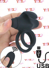 Anello Fallico Vibrante in Silicone 5 cm. con Telecomando Wireless Nero Ricaricabile USB