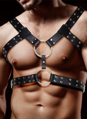 Imbracatura BDSM in ecopelle nera regolabile per uomo