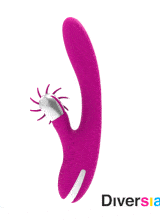 Vibratore rabbit in silicone viola ricaricabile con USB con rotella lecca clitoride 24 x 3,5 cm.