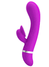 Vibratore rabbit in silicone viola con setole stimola clitoride 18,8 x 3,5 cm.