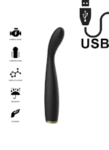 Vibratore Punto G in Silicone Flessibile 19 x 2,3 cm. Nero Ricaricabile