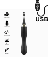 Potente Stimolatore 2 in 1 con 2 Punte in Silicone Intercambiabili Ricaricabile USB Nero