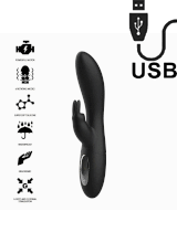 Vibratore Rabbit in Silicone con Rotazione 21,5 x 4 cm. Nero Ricaricabile